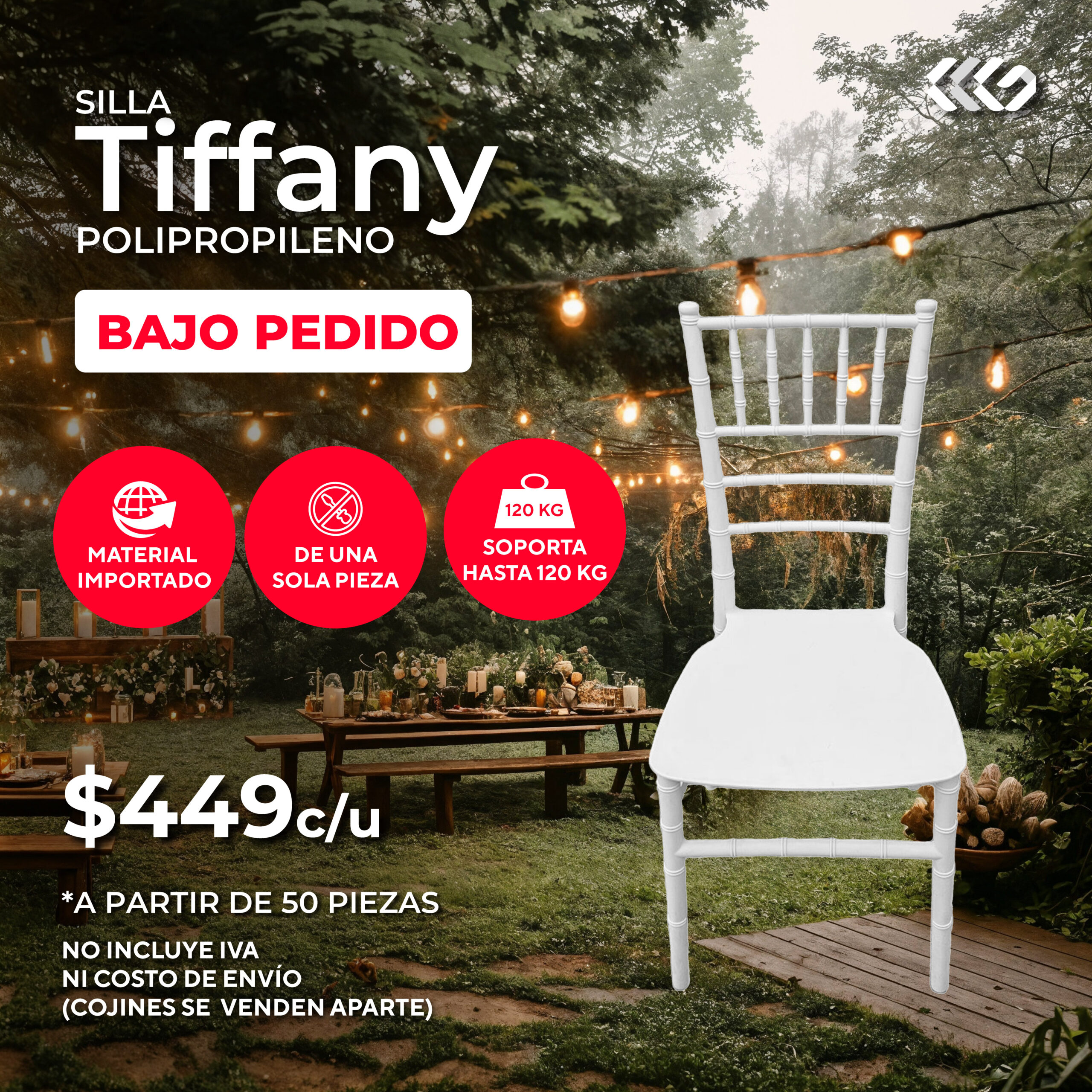 Silla tiffany blanca Mayoreo